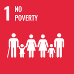 red image with an icon of a family with the number 1 and "no poverty" text