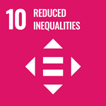 pink image with an icon of an equal sign and the number 10 and "reduced inequalities" text