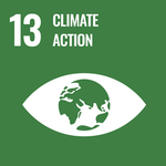 green image with an icon of an eye with the number 13 and "climate action" text