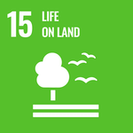 green image with an icon of a tree with birds and the number 15 and "life on land" text