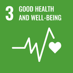 green image with an icon of a lifeline with a heart and above it is the number 3 and "good health and well-being" text